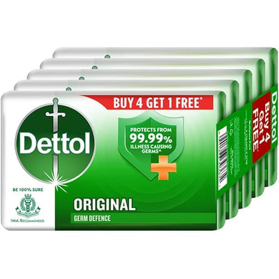 Dettol Soap ( pack of 4 ) 1 FREE