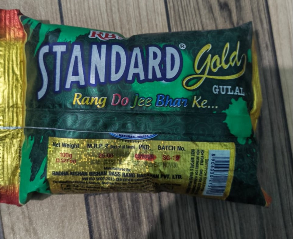 Standard Gold Green Gulal 100g
